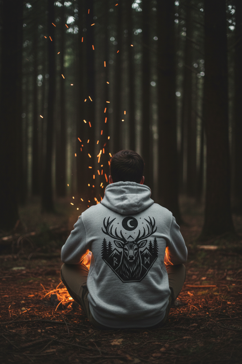 Deer hoodie ognisko