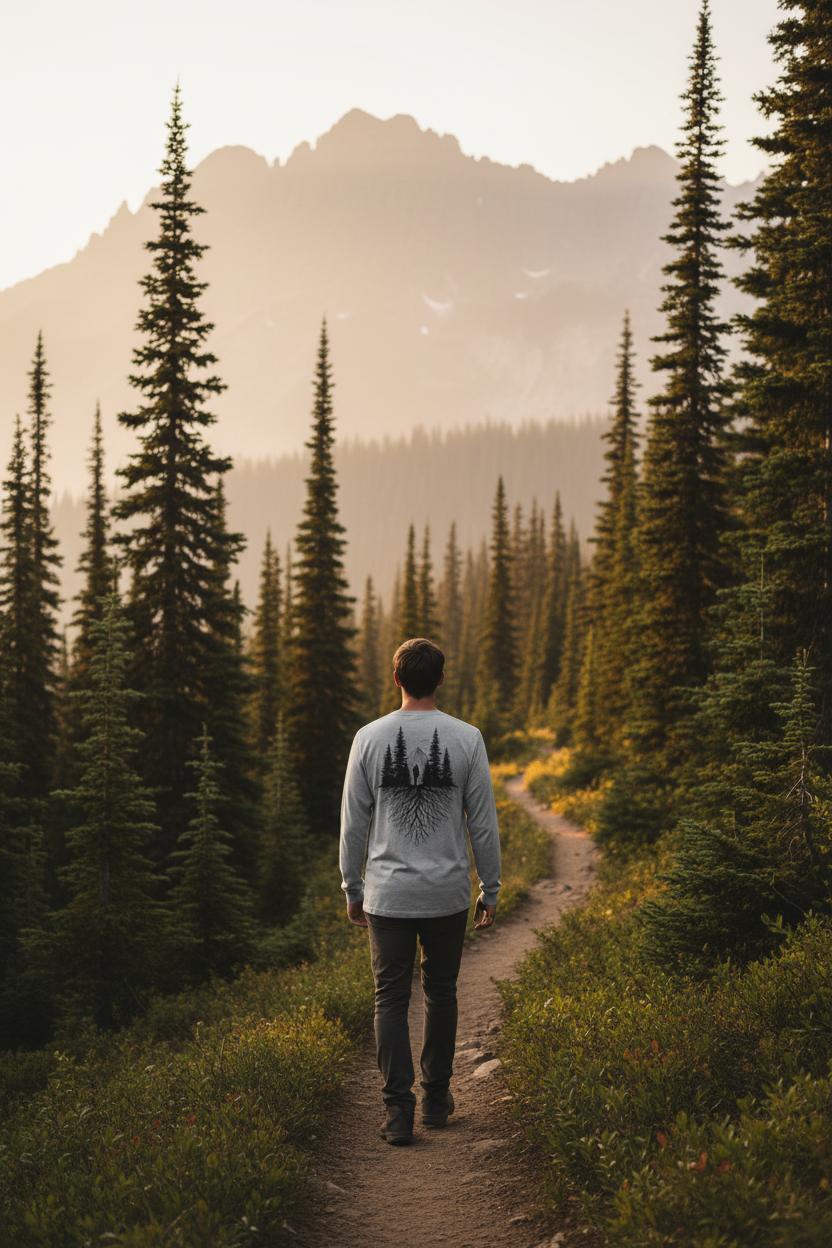 Forest Spirit Long Sleeve - Heather Back Mountains