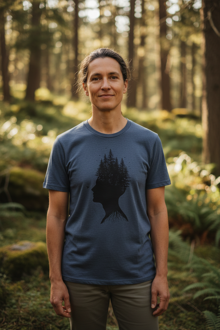 Forest Mind Organic T-Shirt - dark heather blue - lifestyle