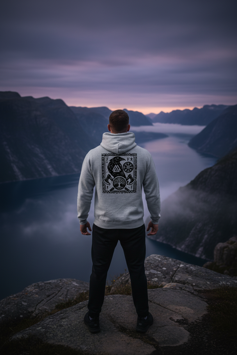 Viking Hoodie - klif nad fiordem